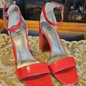 Worthington Vibrant Red Croc-Patterned Heels